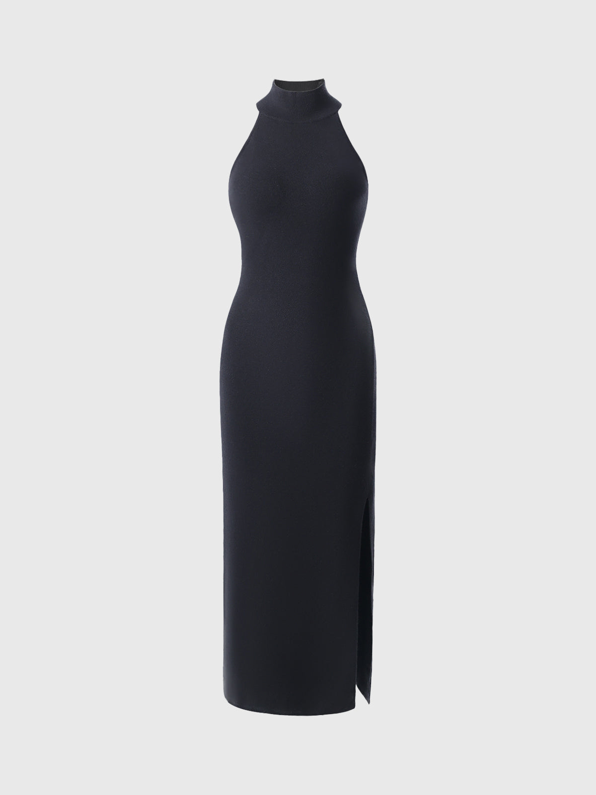 Vestido de Gola Alta com Decote