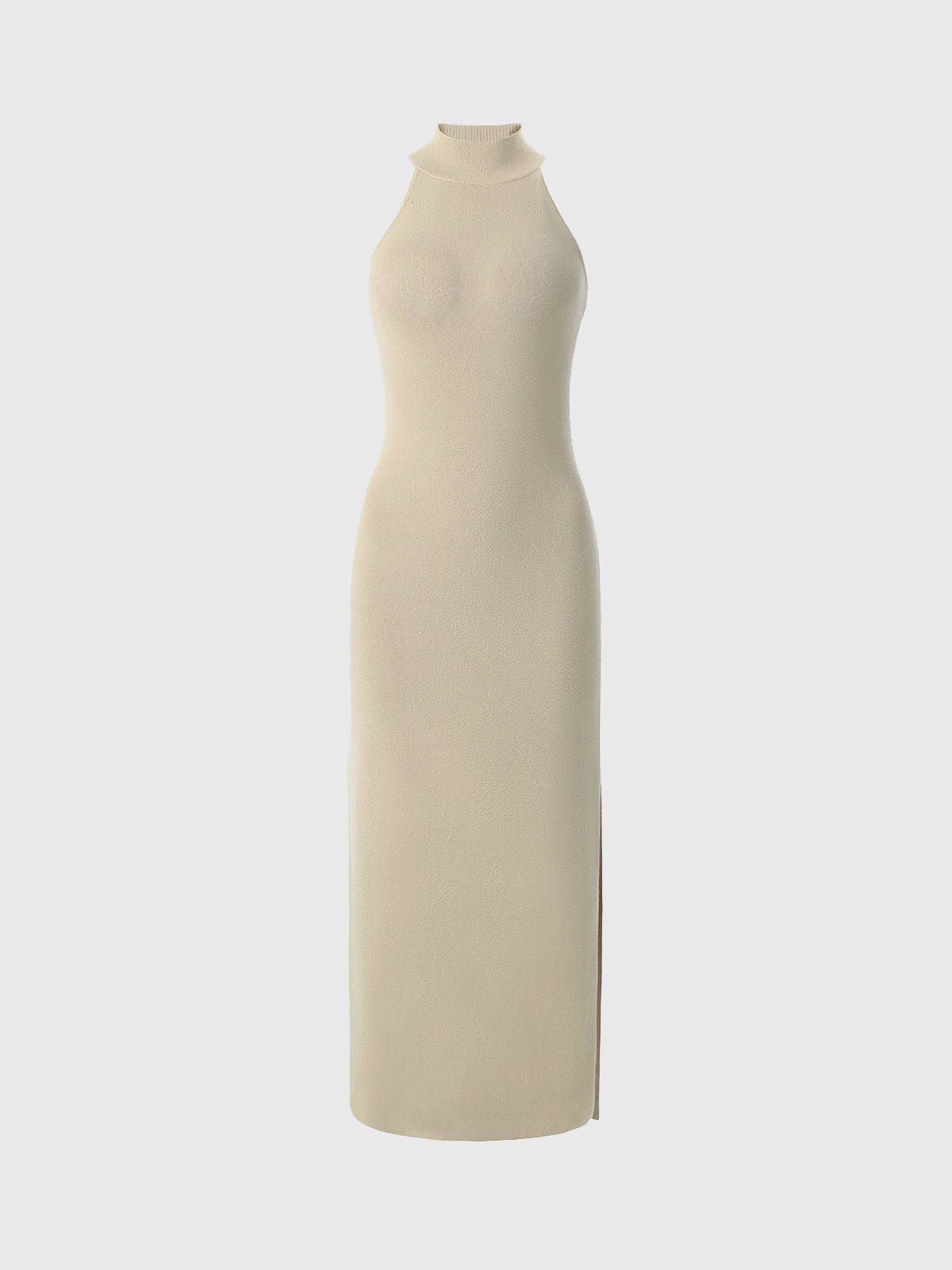 Vestido de Gola Alta com Decote