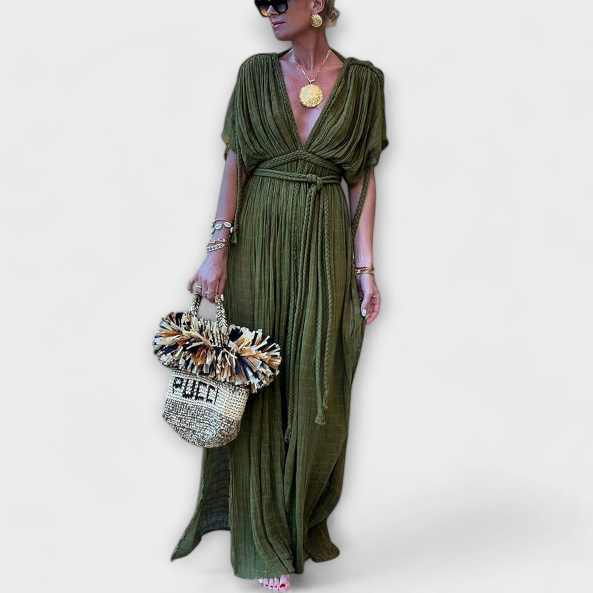 Vestido Maxi Kimono de Estilo Grego