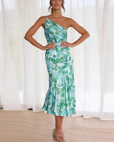 Sienna – Vestido Maxi Assimétrico com Padrão Floral