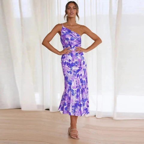 Sienna – Vestido Maxi Assimétrico com Padrão Floral
