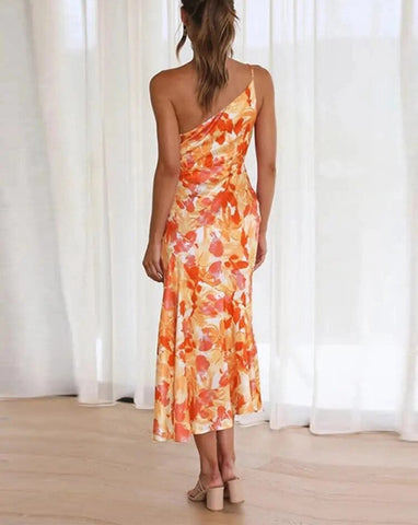 Sienna – Vestido Maxi Assimétrico com Padrão Floral