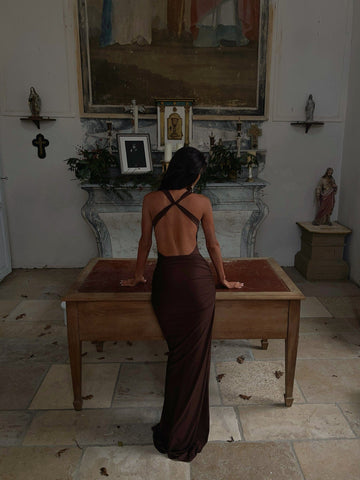 PRIA MAXI DRESS CHOCOLATE