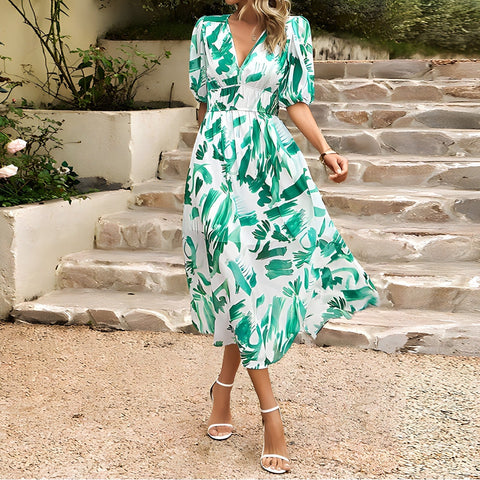 Irene – Vestido Midi com Decote em V
