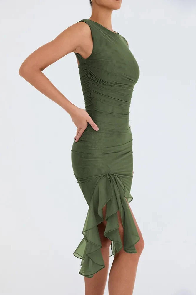 Carlota | Vestido Midi com Folhos