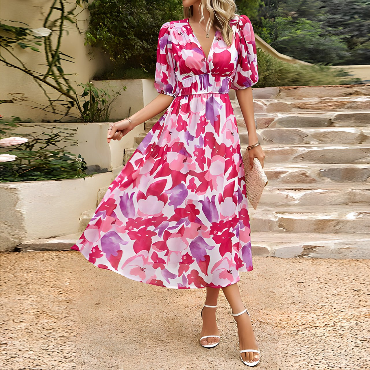 Irene – Vestido Midi com Decote em V