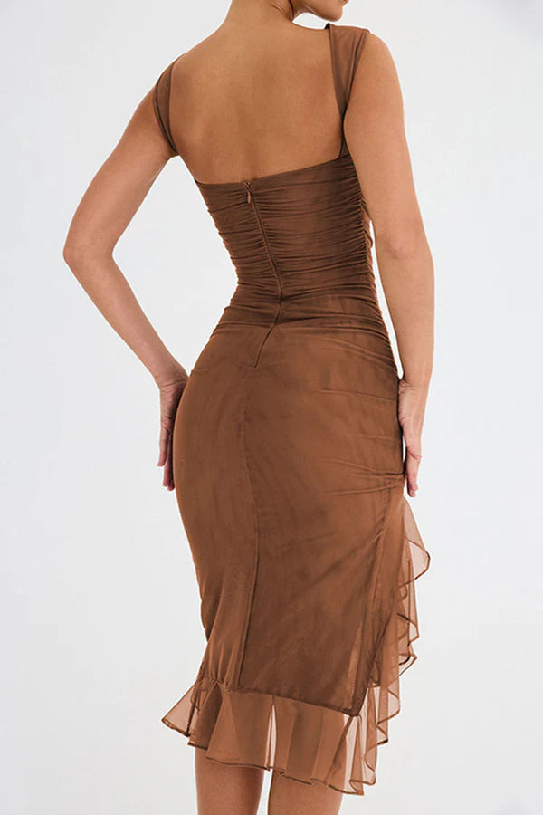 Carlota | Vestido Midi com Folhos