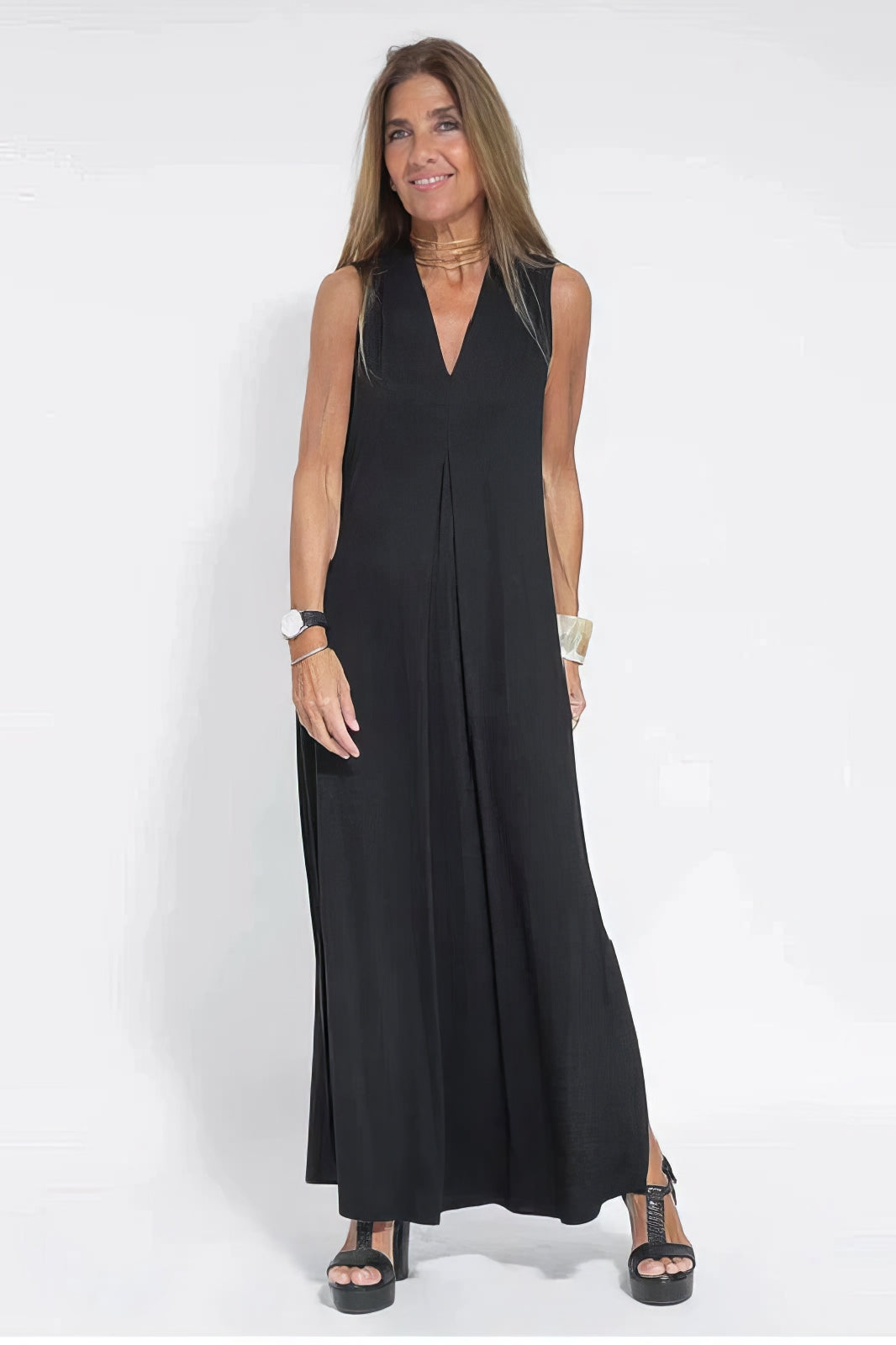 Ana - Vestido comprido elegante + casaco de malha a condizer