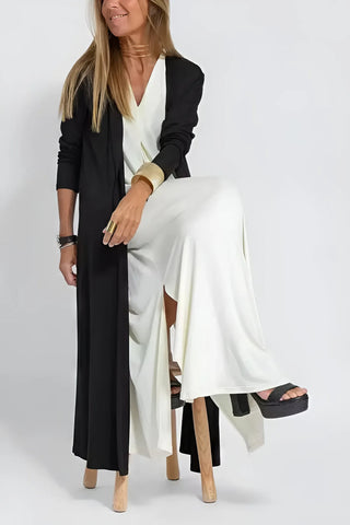 Ana - Vestido comprido elegante + casaco de malha a condizer