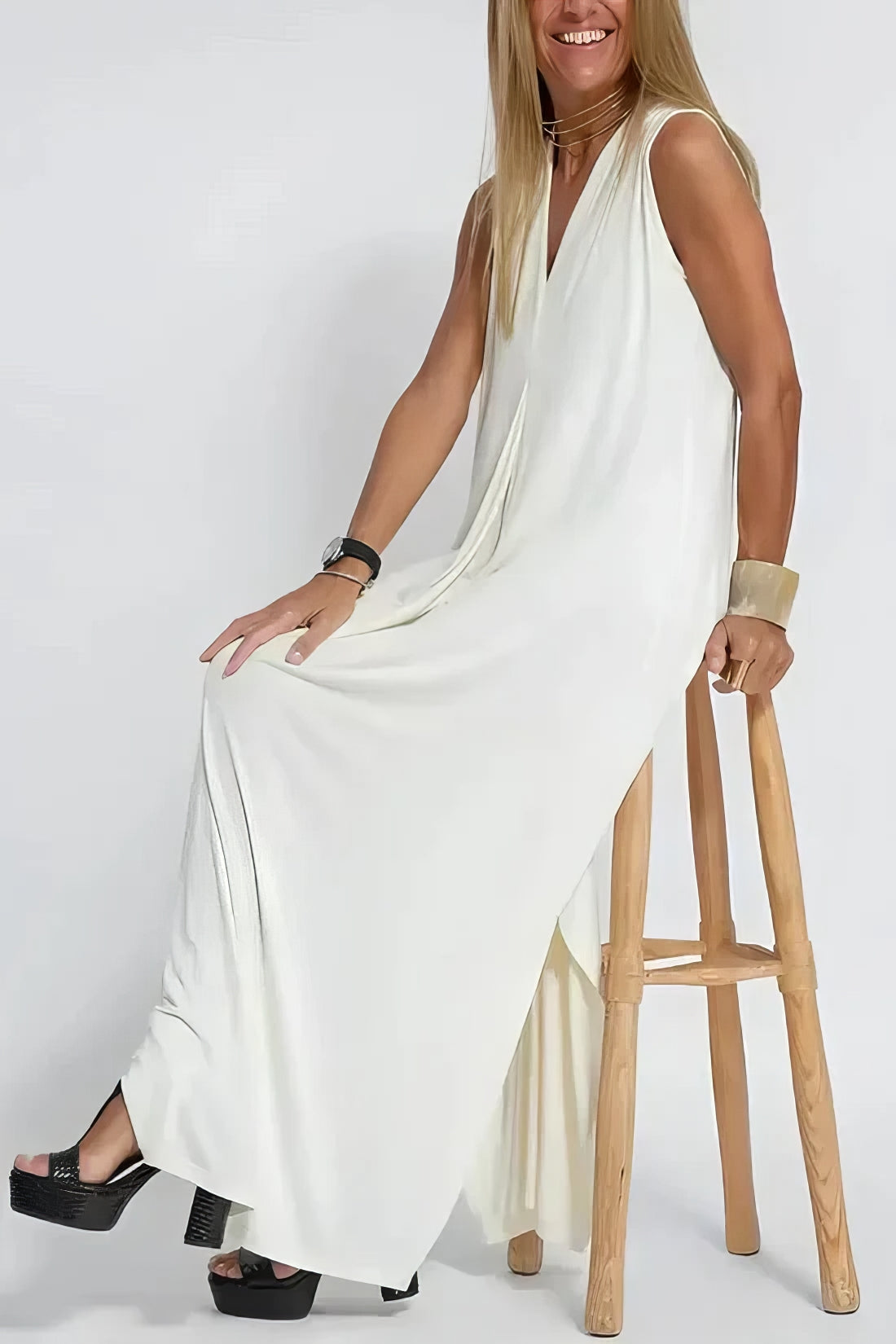 Ana - Vestido comprido elegante + casaco de malha a condizer