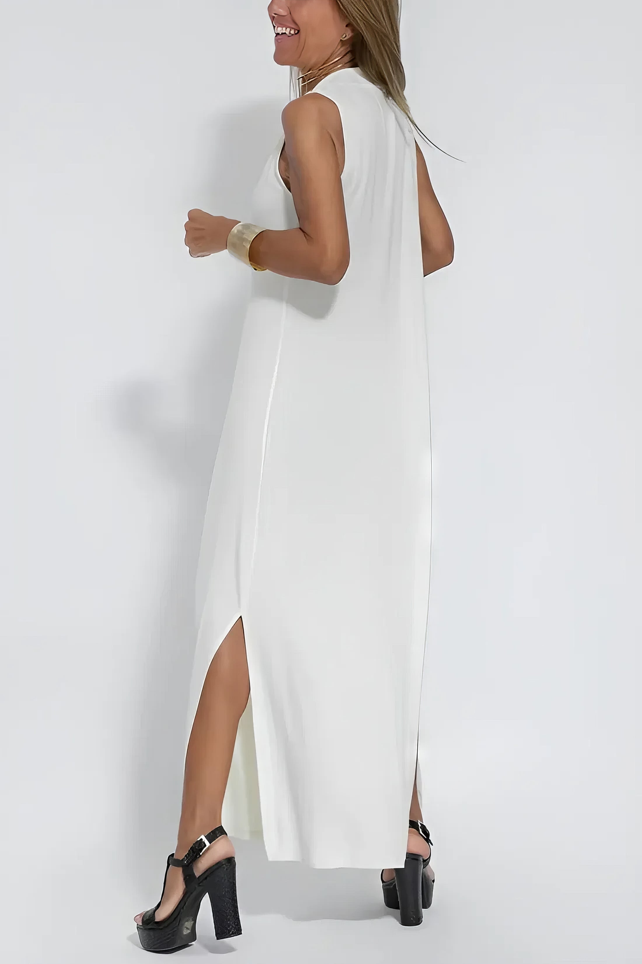 Ana - Vestido comprido elegante + casaco de malha a condizer